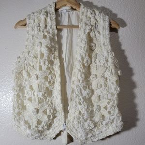 Lim's Vintage Linen Crochet  Vest